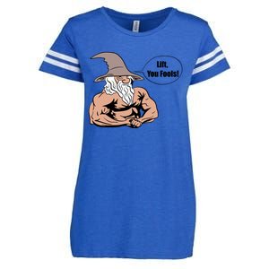 Lift You Fools Wizard Weightlifting Bodybuilding Gym Fitness Enza Ladies Jersey Football T-Shirt