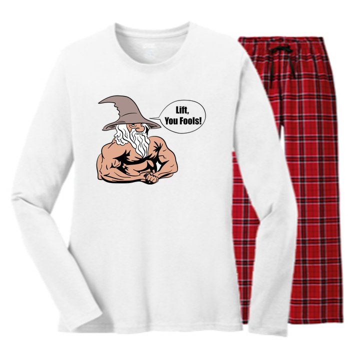 Lift You Fools Wizard Weightlifting Bodybuilding Gym Fitness Women's Long Sleeve Flannel Pajama Set 