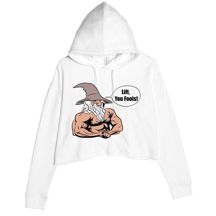 Lift You Fools Wizard Weightlifting Bodybuilding Gym Fitness Crop Fleece Hoodie