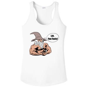 Lift You Fools Wizard Weightlifting Bodybuilding Gym Fitness Ladies PosiCharge Competitor Racerback Tank