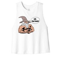 Lift You Fools Wizard Weightlifting Bodybuilding Gym Fitness Women's Racerback Cropped Tank