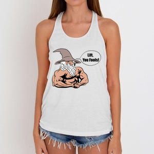 Lift You Fools Wizard Weightlifting Bodybuilding Gym Fitness Women's Knotted Racerback Tank