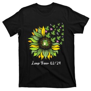 Leap Year Flying Frogs Sunflower Feb 29 2024 T-Shirt