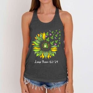 Leap Year Flying Frogs Sunflower Feb 29 2024 Women's Knotted Racerback Tank