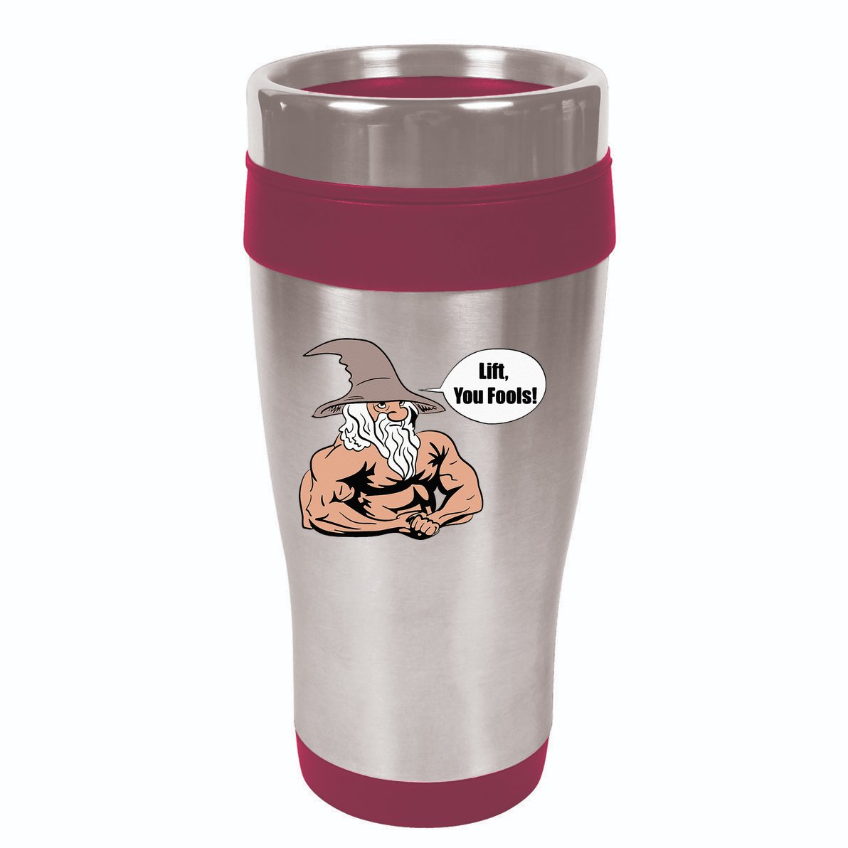 Lift You Fools Wizard Weightlifting Bodybuilding Gym Fitness 16oz Travel Tumbler