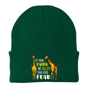 Let Your Faith Be Taller Than Your Fear Zoo Animal Giraffe Knit Cap Winter Beanie