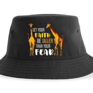 Let Your Faith Be Taller Than Your Fear Zoo Animal Giraffe Sustainable Bucket Hat