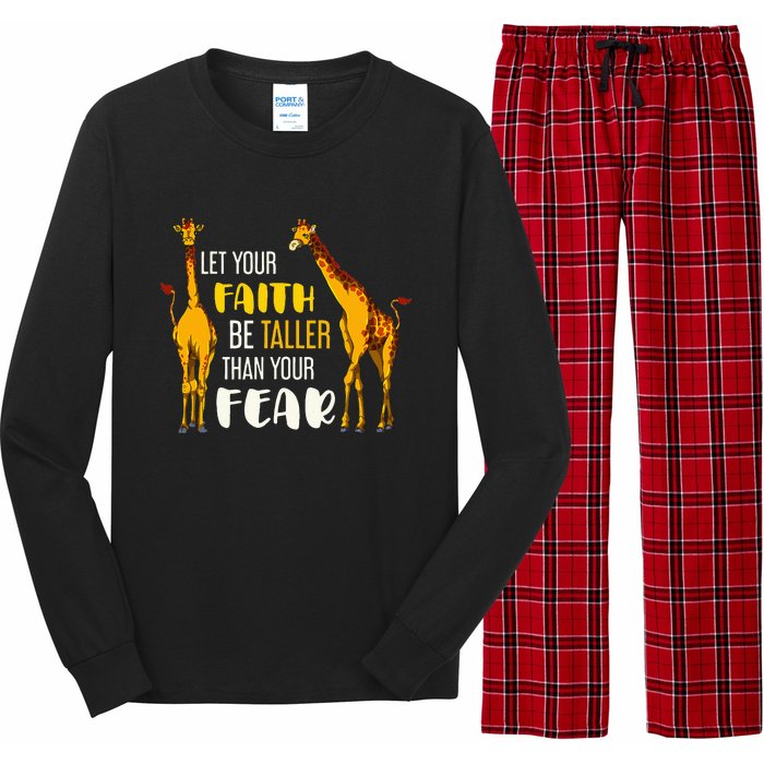 Let Your Faith Be Taller Than Your Fear Zoo Animal Giraffe Long Sleeve Pajama Set