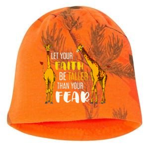 Let Your Faith Be Taller Than Your Fear Zoo Animal Giraffe Kati - Camo Knit Beanie