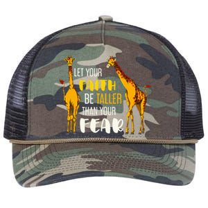 Let Your Faith Be Taller Than Your Fear Zoo Animal Giraffe Retro Rope Trucker Hat Cap