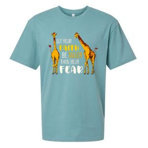 Let Your Faith Be Taller Than Your Fear Zoo Animal Giraffe Sueded Cloud Jersey T-Shirt