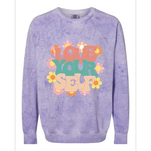 Love Yourself Floral Positive Quote Colorblast Crewneck Sweatshirt