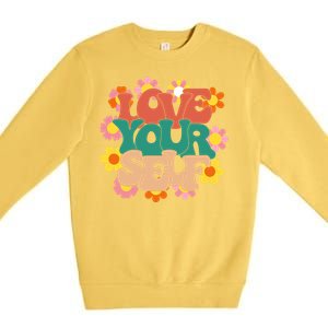 Love Yourself Floral Positive Quote Premium Crewneck Sweatshirt