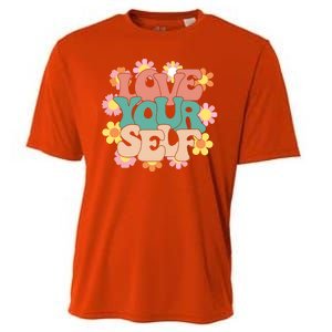 Love Yourself Floral Positive Quote Cooling Performance Crew T-Shirt