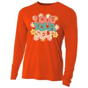 Love Yourself Floral Positive Quote Cooling Performance Long Sleeve Crew