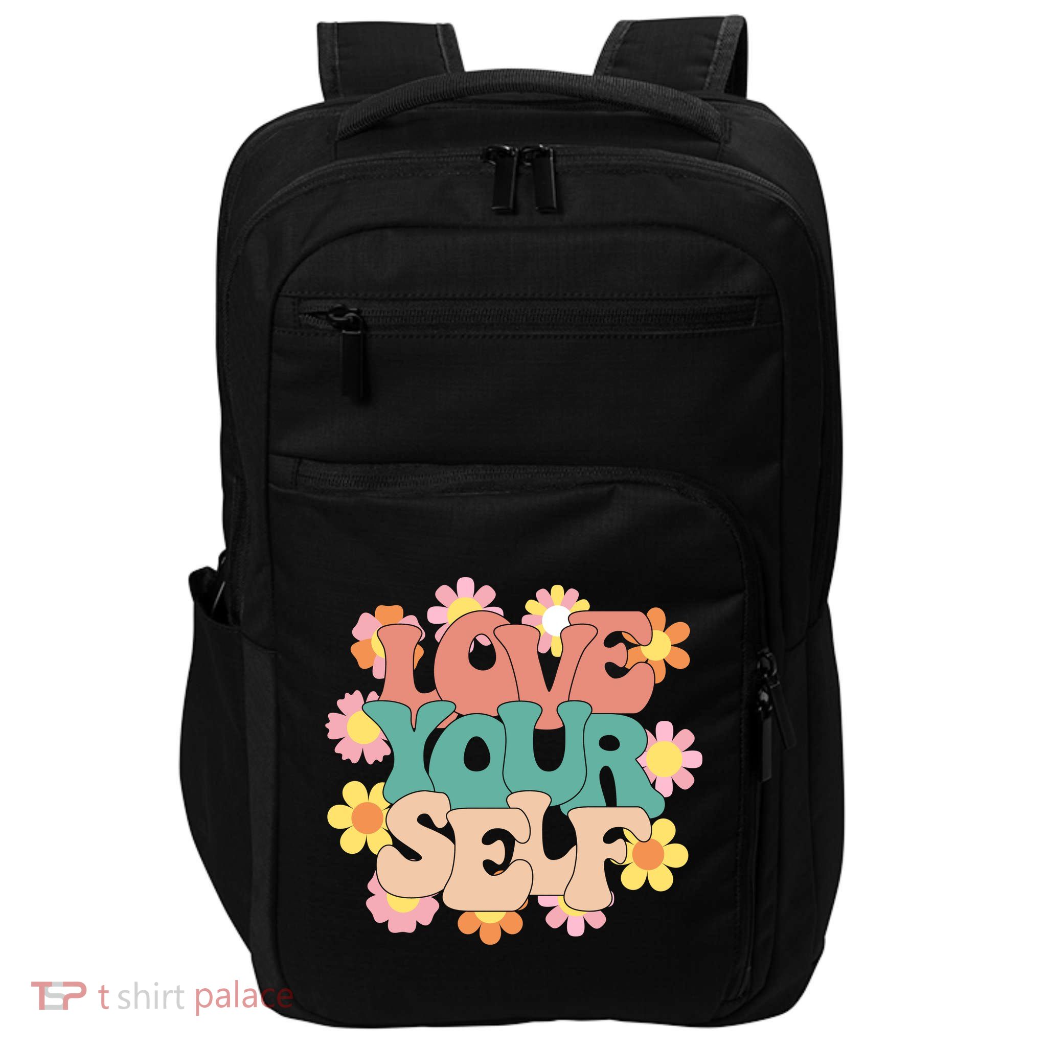 Love Yourself Floral Positive Quote Impact Tech Backpack
