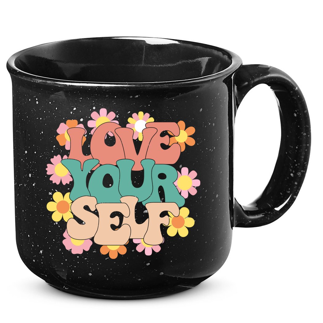Love Yourself Floral Positive Quote 15oz Campfire Ceramic Mug