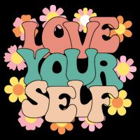 Love Yourself Floral Positive Quote Drawstring Bag