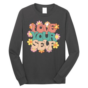 Love Yourself Floral Positive Quote Long Sleeve Shirt