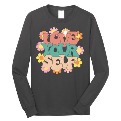 Love Yourself Floral Positive Quote Long Sleeve Shirt