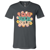 Love Yourself Floral Positive Quote V-Neck T-Shirt