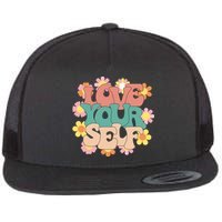 Love Yourself Floral Positive Quote Flatbill Hat