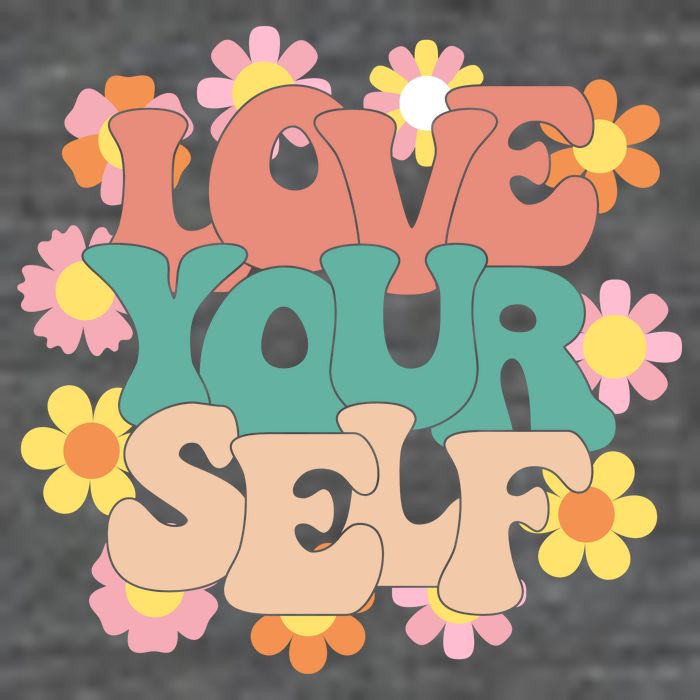 Love Yourself Floral Positive Quote Flatbill Hat