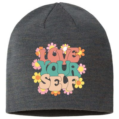 Love Yourself Floral Positive Quote Sustainable Beanie