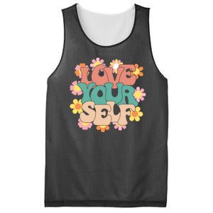 Love Yourself Floral Positive Quote Mesh Reversible Basketball Jersey Tank