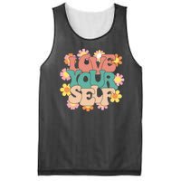 Love Yourself Floral Positive Quote Mesh Reversible Basketball Jersey Tank