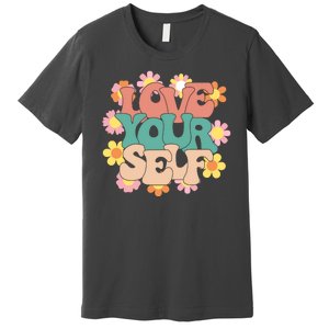 Love Yourself Floral Positive Quote Premium T-Shirt