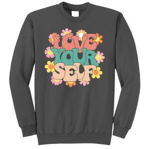 Love Yourself Floral Positive Quote Tall Sweatshirt