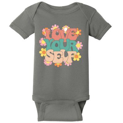 Love Yourself Floral Positive Quote Baby Bodysuit