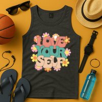 Love Yourself Floral Positive Quote Tank Top