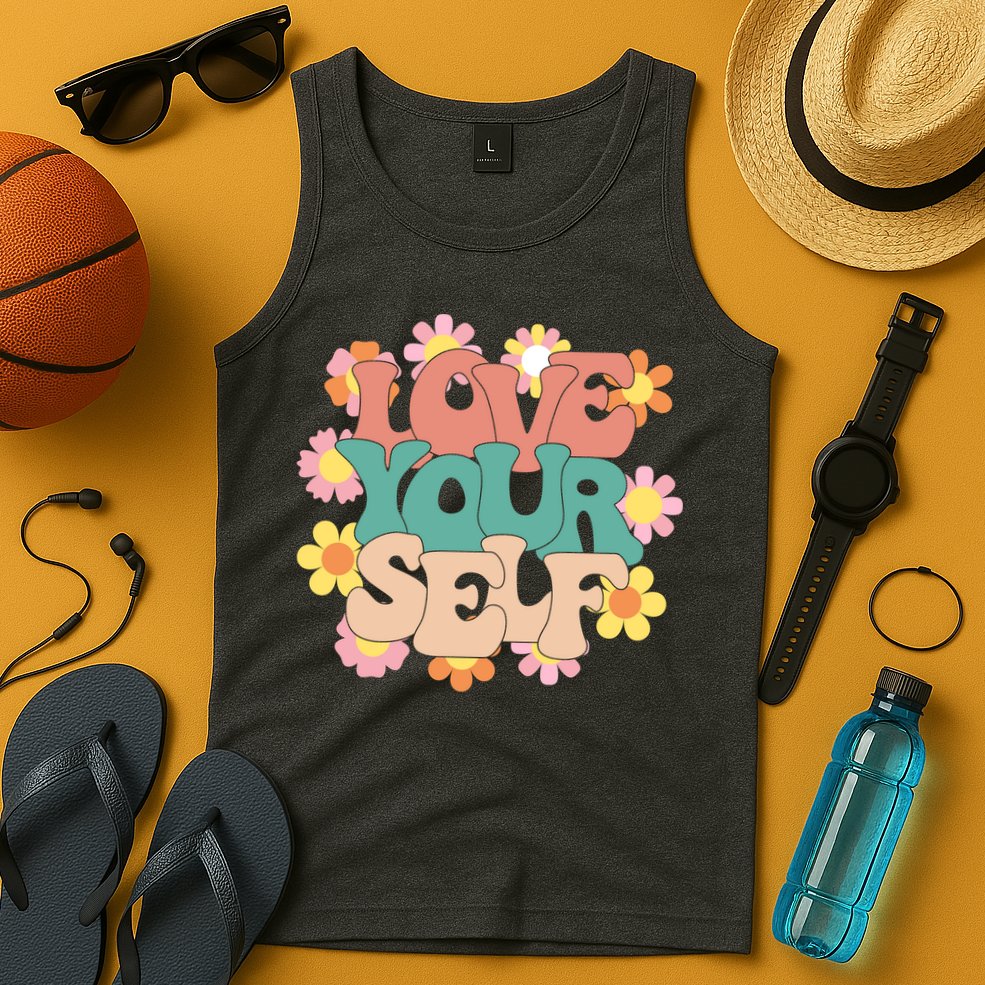 Love Yourself Floral Positive Quote Tank Top