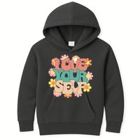 Love Yourself Floral Positive Quote Kids Hoodie