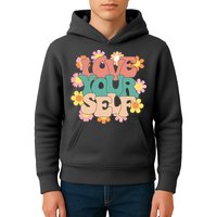 Love Yourself Floral Positive Quote Kids Hoodie