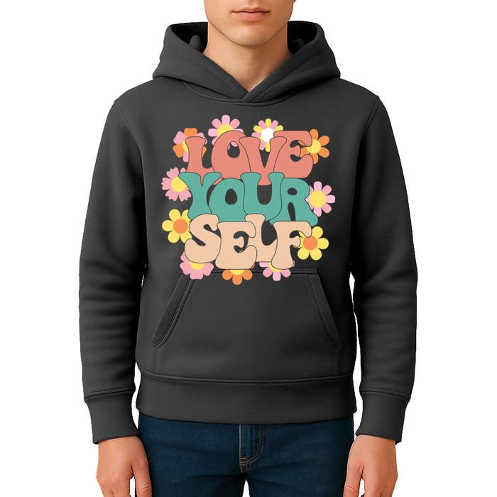 Love Yourself Floral Positive Quote Kids Hoodie
