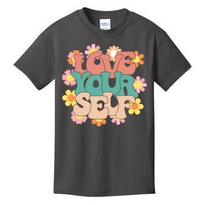 Love Yourself Floral Positive Quote Kids T-Shirt