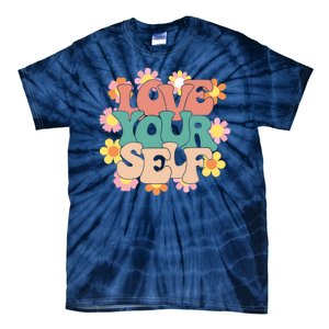 Love Yourself Floral Positive Quote Tie-Dye T-Shirt