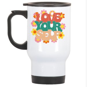 Love Yourself Floral Positive Quote Stainless Steel Travel Mug