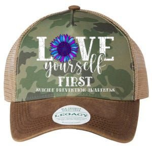 Love Yourself First Suicide Prevention Awareness Graphic Funny Gift Legacy Tie Dye Trucker Hat