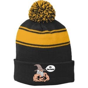 Lift You Fools Wizard Weightlifting Bodybuilding Gym Fitness Stripe Pom Pom Beanie