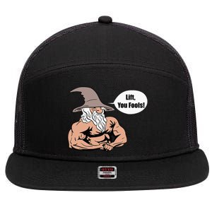 Lift You Fools Wizard Weightlifting Bodybuilding Gym Fitness 7 Panel Mesh Trucker Snapback Hat