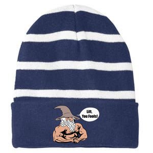 Lift You Fools Wizard Weightlifting Bodybuilding Gym Fitness Striped Beanie with Solid Band