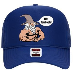 Lift You Fools Wizard Weightlifting Bodybuilding Gym Fitness High Crown Mesh Back Trucker Hat