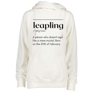 Leap Year February 29 Leapling Definition Funny Birthday Womens Funnel Neck Pullover Hood