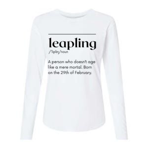 Leap Year February 29 Leapling Definition Funny Birthday Womens Cotton Relaxed Long Sleeve T-Shirt