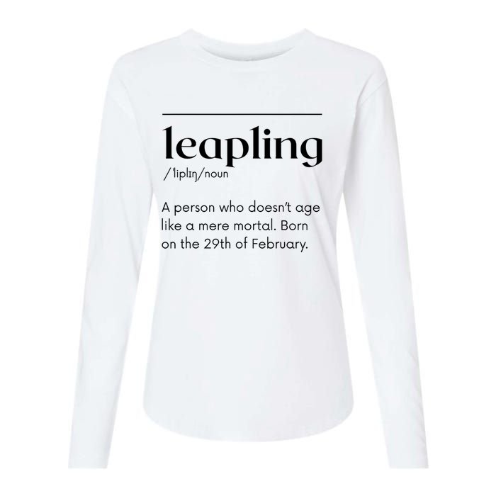 Leap Year February 29 Leapling Definition Funny Birthday Womens Cotton Relaxed Long Sleeve T-Shirt