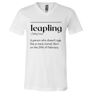 Leap Year February 29 Leapling Definition Funny Birthday V-Neck T-Shirt